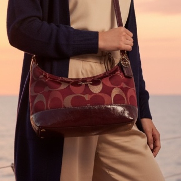 🎉HP🎉Coach Rare Signature 2-In-1 Crossbody 3-Tone Ox Blood Patton Leather Purse - Picture 4 of 17